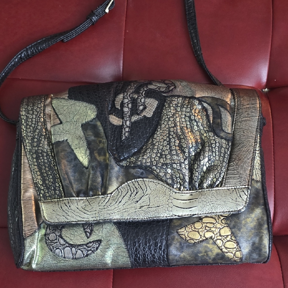 Elegant Multicolor Patchwork Shoulder Bag